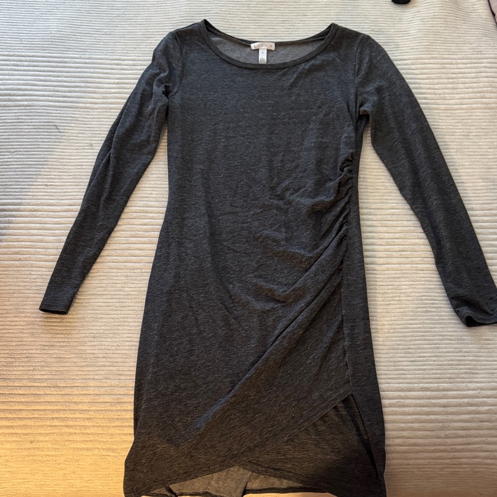 Elegant Gray Long Sleeve Dress